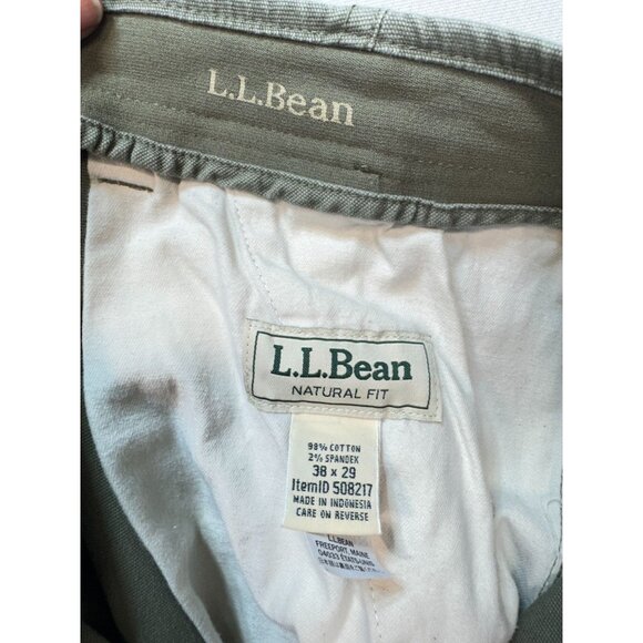 L.L. Bean Natural Fit Cargo Pants Mens 38x29 Khaki Green Casual Straight Stretch - Picture 3 of 13